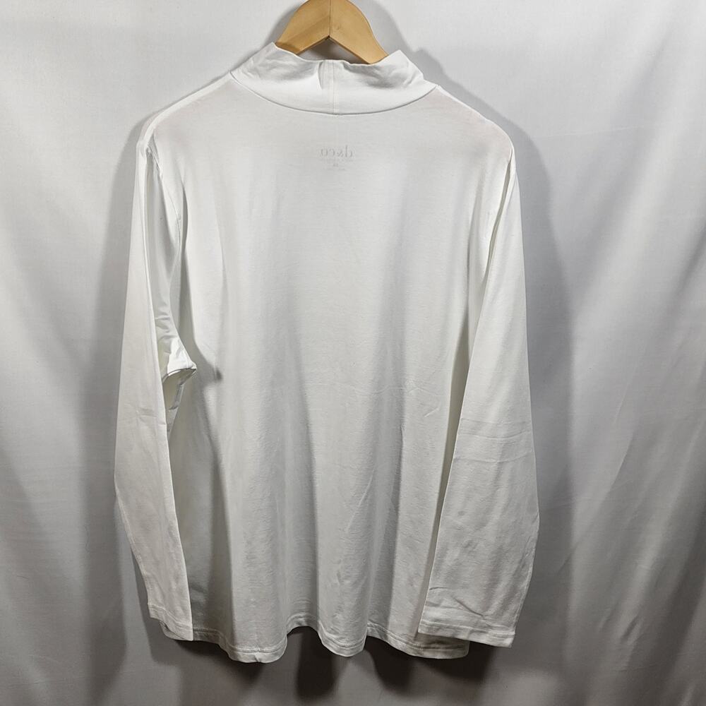 Denim & Company Womens 2X Snowman White Turtleneck Pullover Shirt